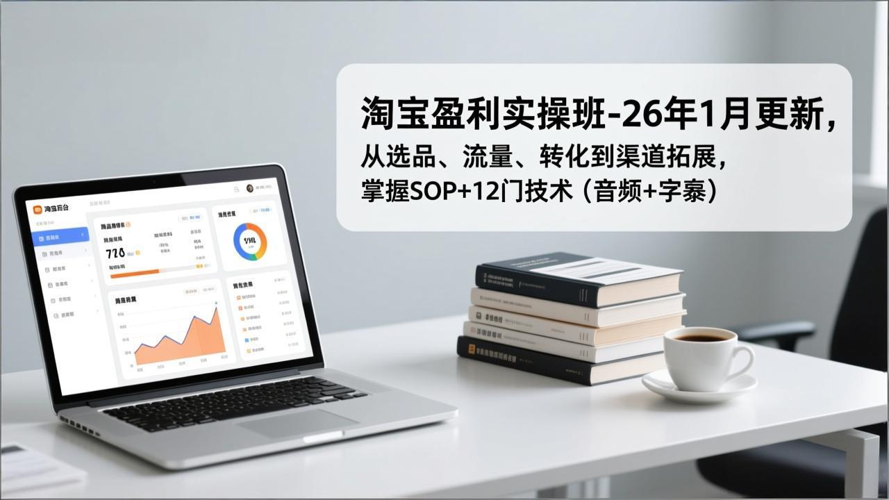 淘宝盈利实操班-26年1月更新，从选品、流量、转化到渠道拓展，掌握SOP+12门技术（音频+字幕）