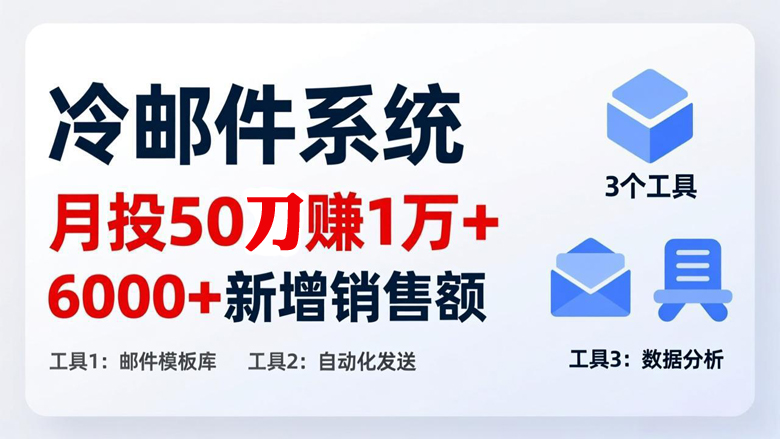 月投50刀赚 1万+!冷邮件系统:6000 + 新增销售额,靠3个工具轻松搞