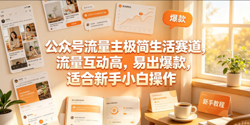 公众号流量主极简生活赛道，流量互动高，易出爆款，适合新手小白操作