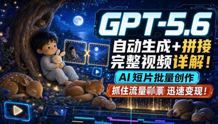 GPT-5.6自动生成+拼接完整视频详解,AI短片批量创作,抓住流量迅速变现