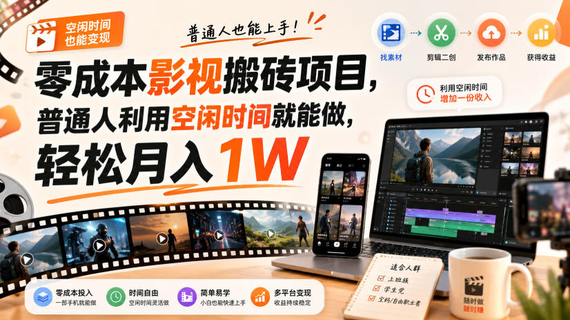 零成本影视搬砖项目,普通人利用空闲时间就能做,轻松月入1W
